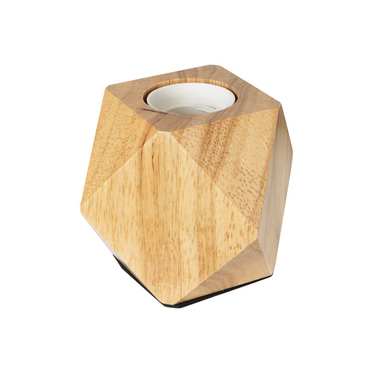 RHOMBUS 99401 Μοντέρνο Ξύλινο Επιτραπέζιο Φωτιστικό Πορτατίφ Λαμπατέρ με Ντουί E27 Μονόφωτο Ρόμβος Μπεζ - Φυσικός Άχρωμος Δρυς με 1.8m καλώδιο και διακόπτη M8 x Π8 x Υ8cm