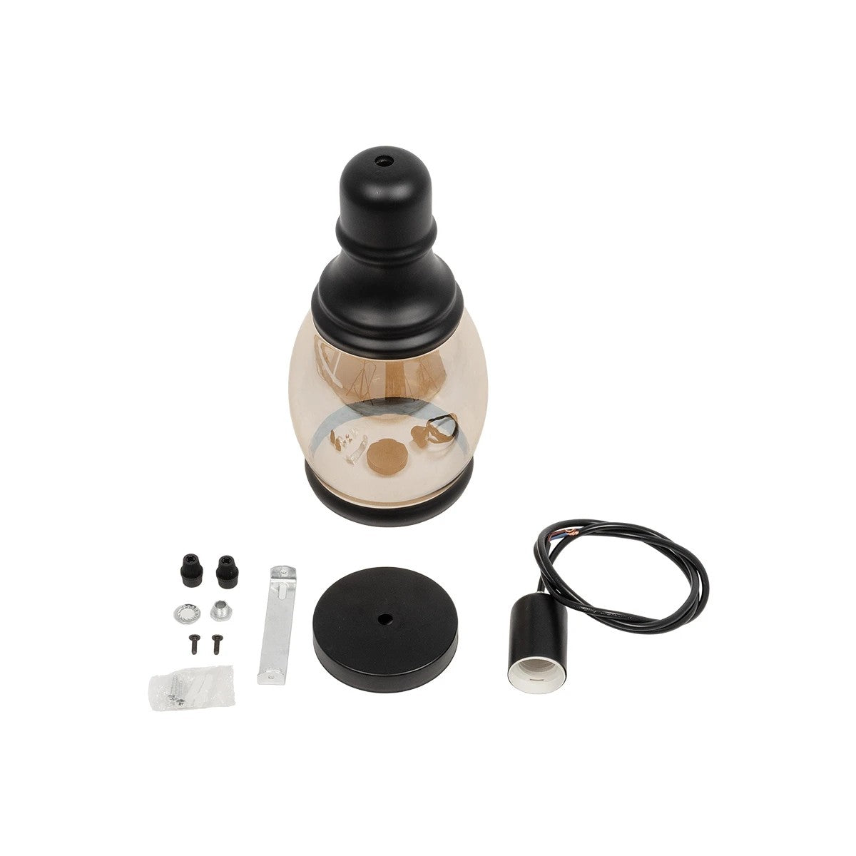 OLIVER 999-0188 Vintage Pendant Ceiling Light with 1 x E27 AC 220-240V IP20 Socket - Honey & Black - L14 x W14 x H30