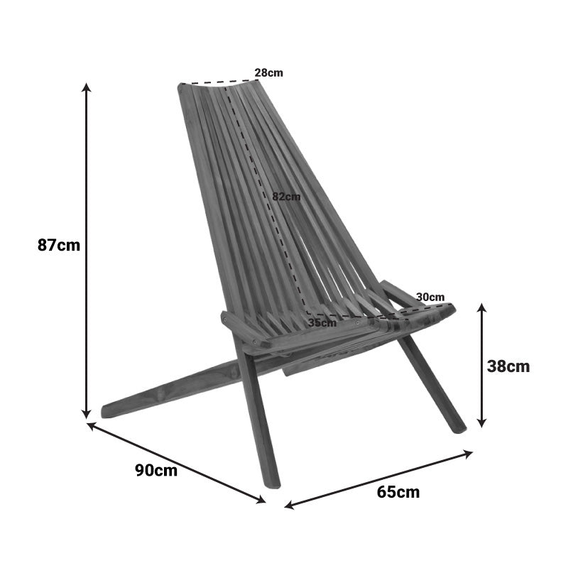 Πολυθρόνα Phoenox Πτυσσόμενη Φυσικό Teak Ξύλο 65x90x87