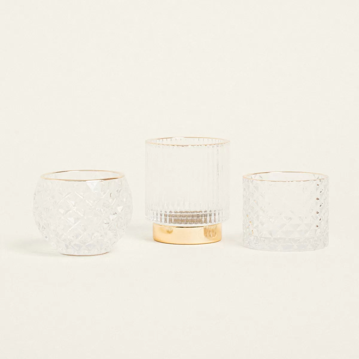 Κηροπήγιο Διάφανο/Χρυσό 7x7x8