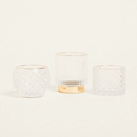 Κηροπήγιο Διάφανο/Χρυσό 7x7x8