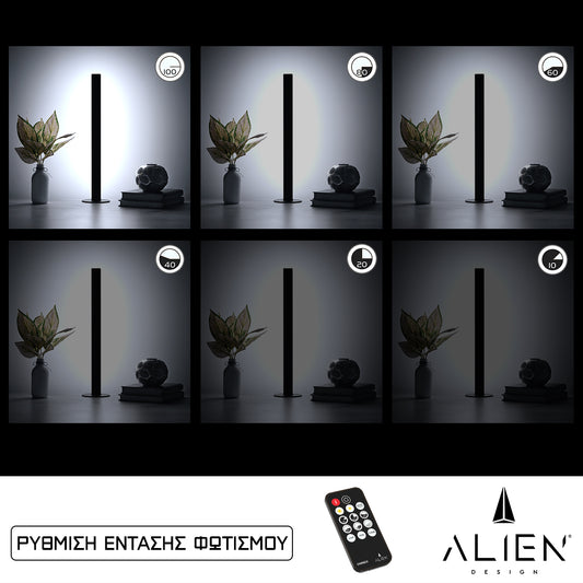 ALIEN-DIVA-BLACK-50-1 ALIEN Design DIVA Μοντέρνο Minimal Nordic Μεταλλικό Φωτιστικό Επιτραπέζιο - Πορτατίφ - Λαμπατέρ Μαύρο LED 8W 1120lm με Ασύρματο Χειριστήριο RF & Dimmer IP20 Ψυχρό Λευκό 6000K Μ3 x Π1.6 x Υ50cm