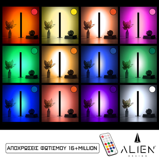ALIEN-DIVA-BLACK-50-12 ALIEN Design DIVA Μοντέρνο Minimal Nordic Μεταλλικό Φωτιστικό Επιτραπέζιο - Πορτατίφ - Λαμπατέρ Μαύρο LED 10W 1500lm με Ασύρματο Χειριστήριο RF & Dimmer IP20 Πολύχρωμο RGBW + WW Smart Home Wi-Fi Μ3 x Π1.6 x Υ50cm