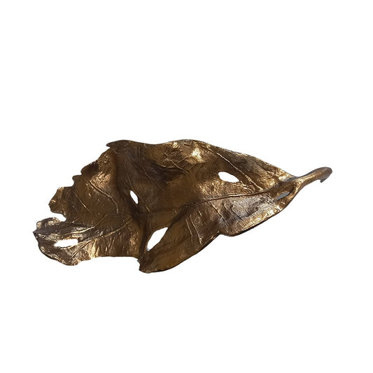 Διακοσμητική Μεταλλική Χρυσή Πιατέλα Φύλλο 50x23εκ