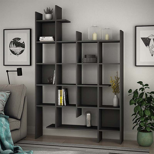 Βιβλιοθήκη Μελαμίνης Manco Χρώμα Ανθρακί 122x25,5x188
