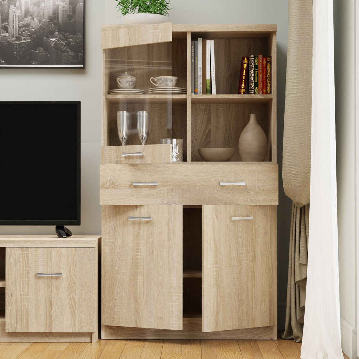Βιτρίνα Δίφυλλη Top Mix 80x33x145 Σονόμα