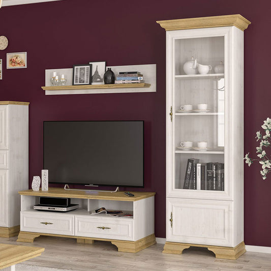 Βιτρίνα Jaden Golden Oak-Λευκό Antique 70,5x43x197,5