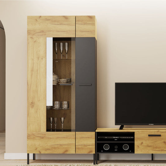 Βιτρίνα Santes Χρυσό Δρυς-Γραφίτης 90x42x197.5