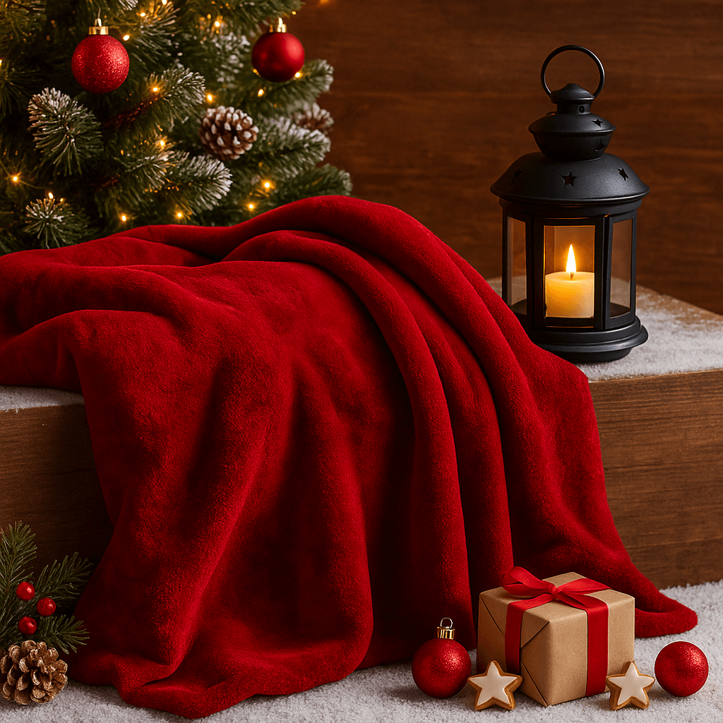 Χριστουγεννιάτικη Κουβέρτα Βελουτέ Υπέρδιπλη Redwine 220x240εκ