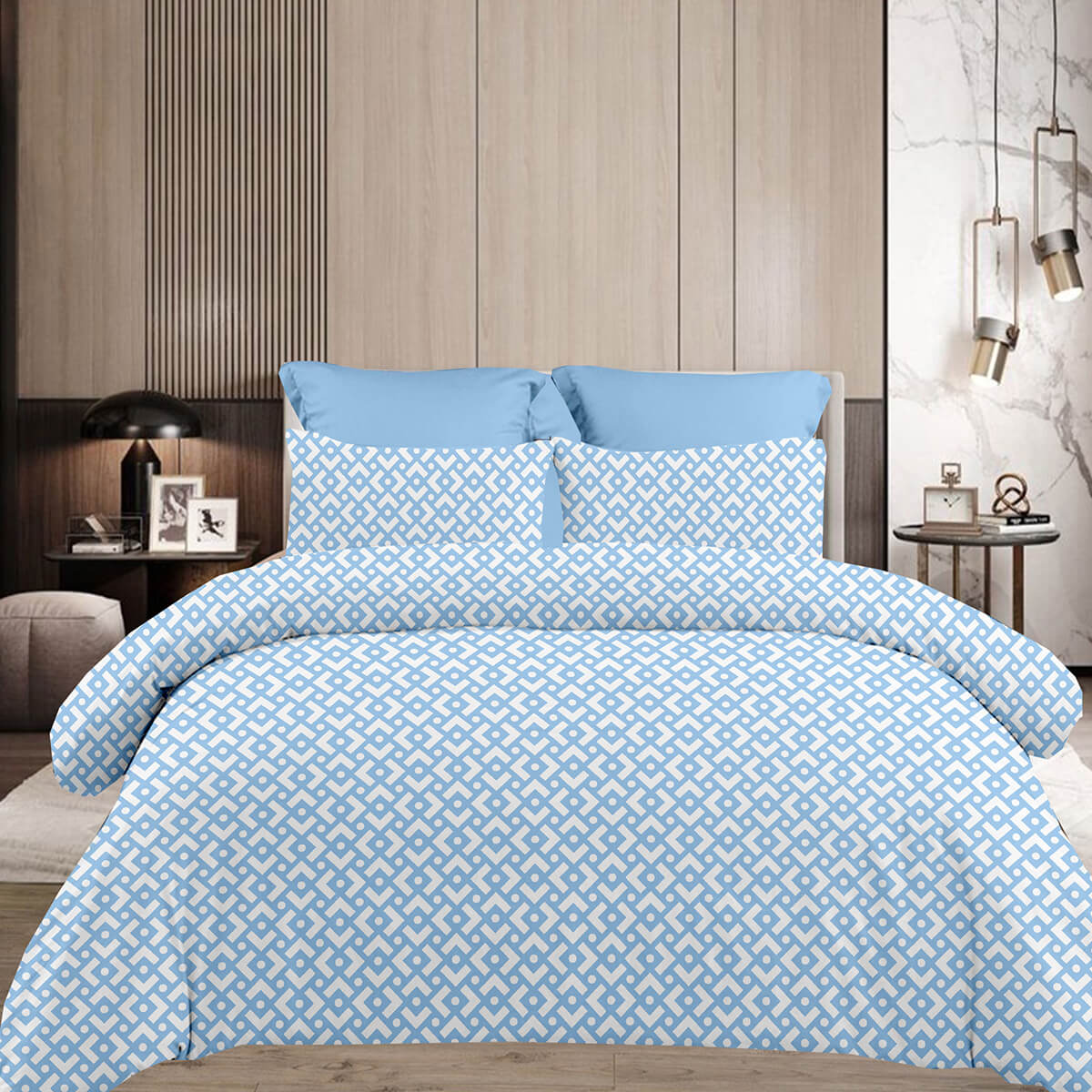 Σεντόνια Υπέρδιπλα Σετ 2 x 2.45x2.60εκ + 2 x 52x72εκ Chiara Blue