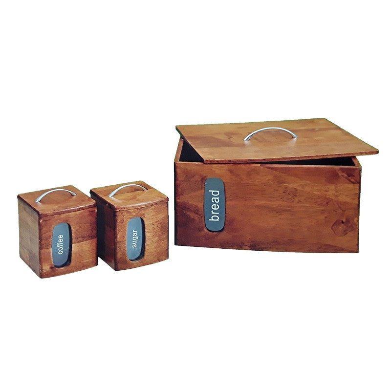 Ψωμιέρα με Καπάκι Ξύλινη Καφέ 33x25x22