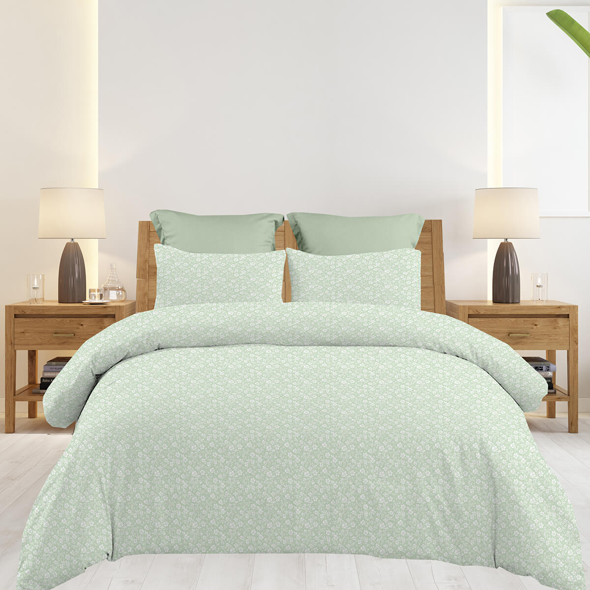 Σεντόνια Υπέρδιπλα Σετ 2 x 2.45x2.60εκ + 2 x 52x72εκ Emily Olive