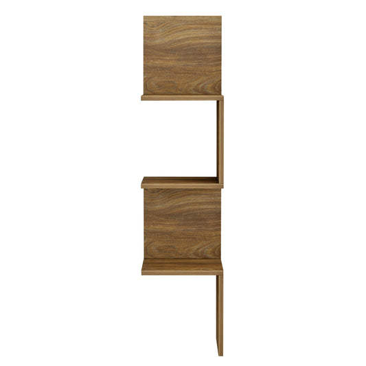 ILLUSION WALL-MOUNTED CORNER SHELF MELAMINE IN DARK NATURAL 25x25x105.4