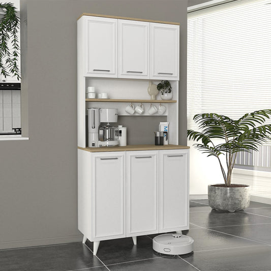 Έπιπλο Κουζίνας Potter 3 Χρώμα Λευκό - Rota Oak 90x40x196,1