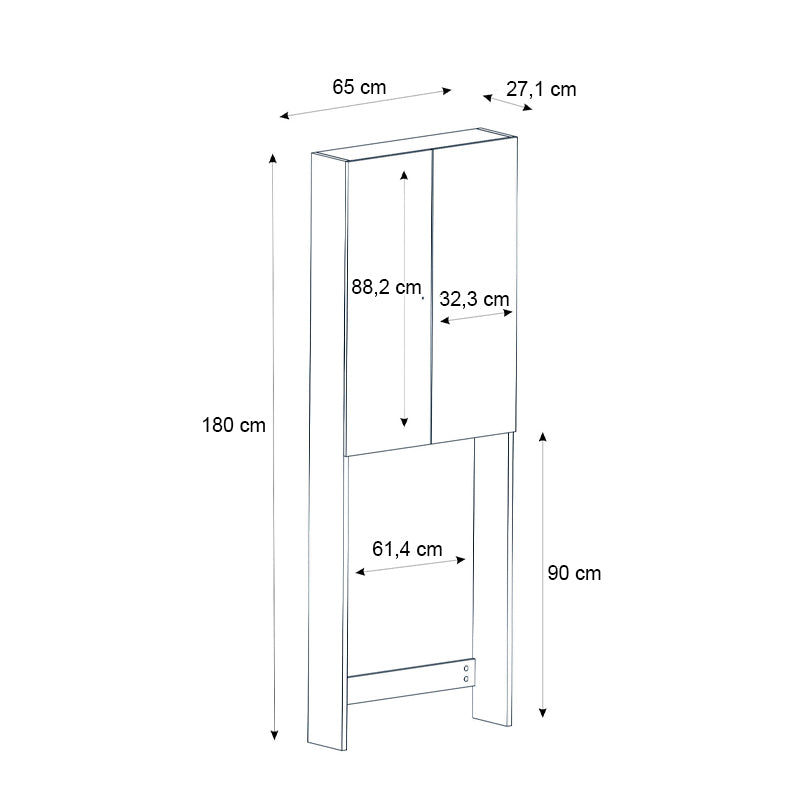 Έπιπλο Πλυντηρίου Romme Χρώμα Sepet Oak 65x27,1x180