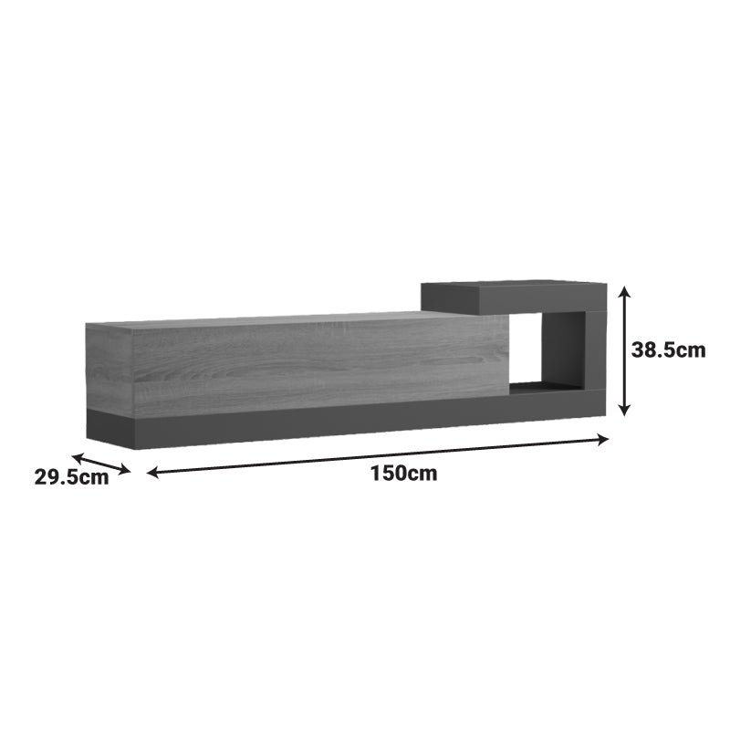 Έπιπλο Τηλεόρασης Επιτοίχιο Flato Sonoma-Ανθρακί 150x29.5x38.5