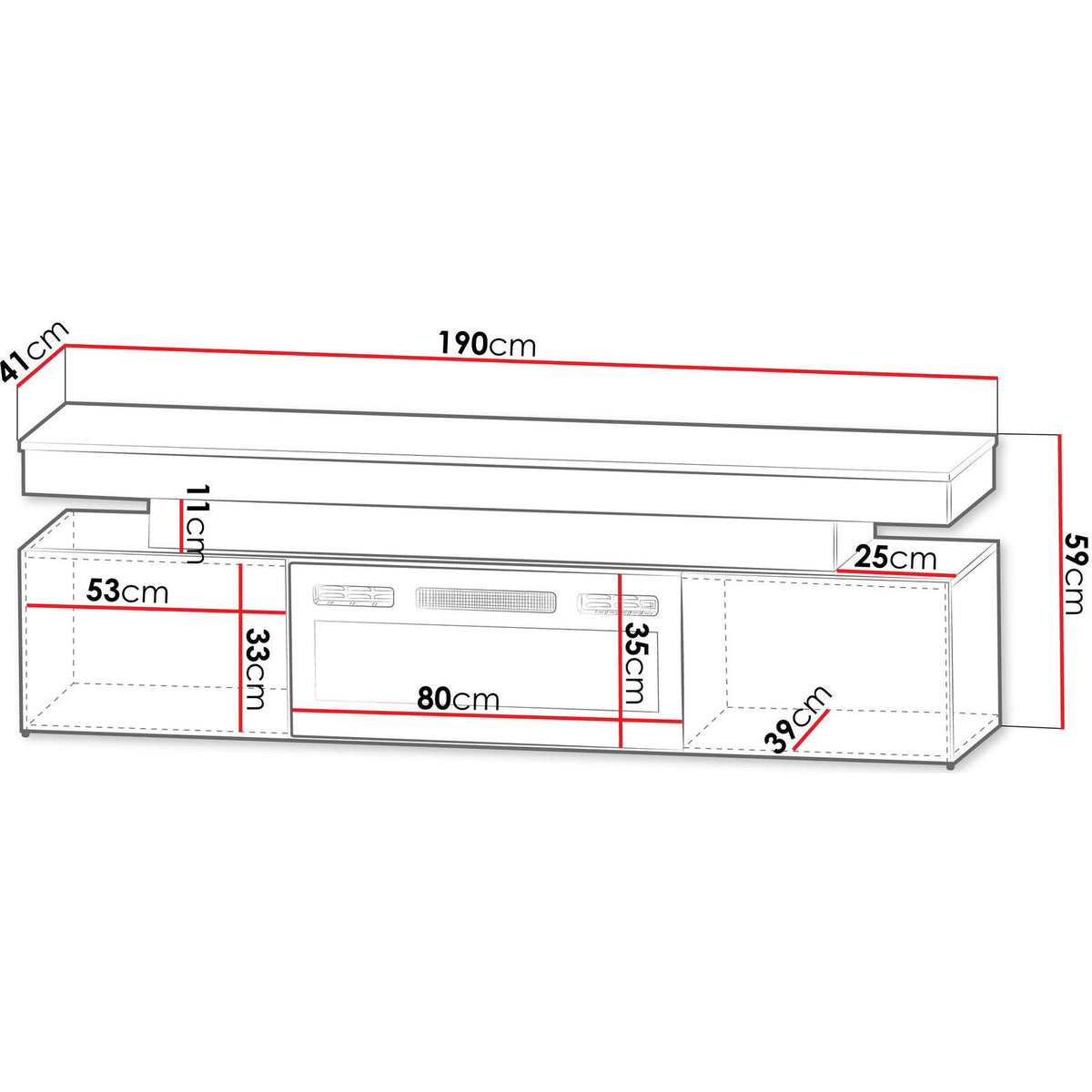 Έπιπλο Τηλεόρασης Glossa 2D 190 Plus Λευκό Γυαλιστερό 190x41x59