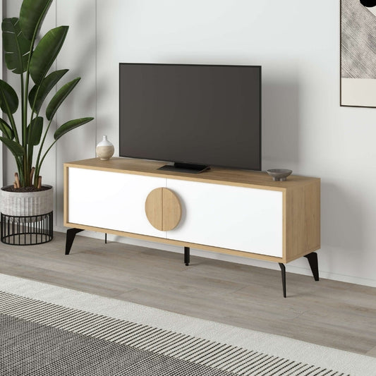 Έπιπλο Τηλεόρασης Gora Χρώμα Sapphire Oak - Λευκό 140x35,6x51