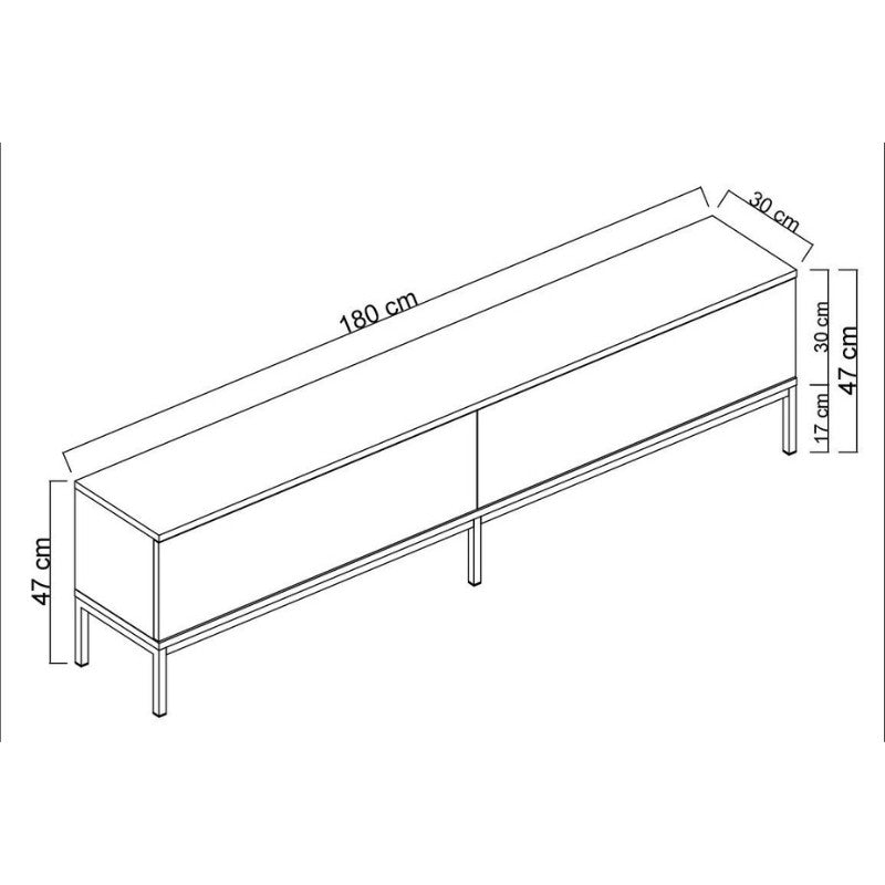 Έπιπλο Τηλεόρασης Lord Χρώμα Μαύρο - Χρυσό 180x30x47