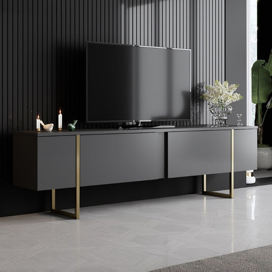 Έπιπλο Τηλεόρασης Luxe Χρώμα Ανθρακί - Χρυσό 180x30x50