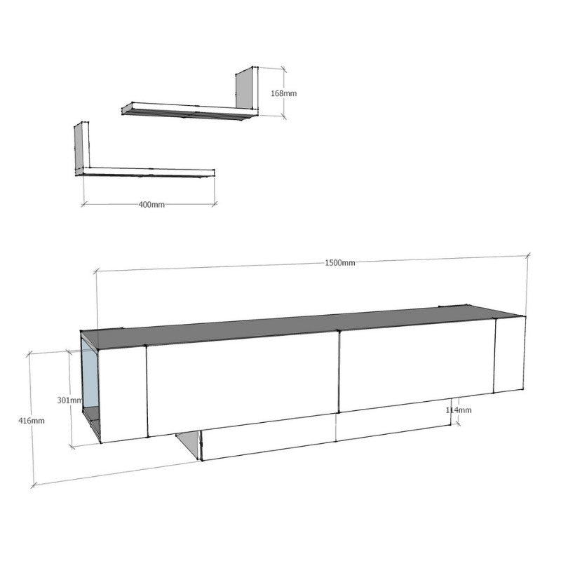 Έπιπλο Τηλεόρασης Matera Χρώμα Λευκό 150x31,5x41,6