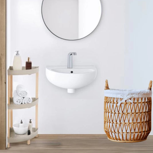 Ραφιέρα Δαπέδου Γωνιακή Πλαστική - Ξύλινη Χρώμα Φυσικό - Μπεζ 44x32x79