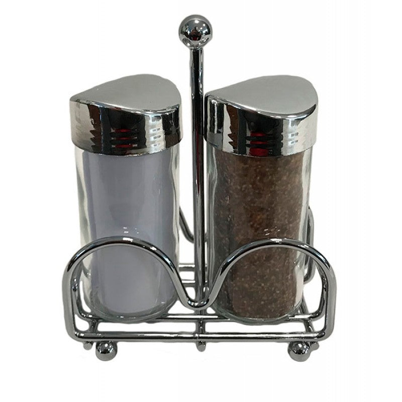 Αλατοπίπερο με Βάση Μεταλλικό/Γυάλινο Ασημί/Διάφανο 13x6x15