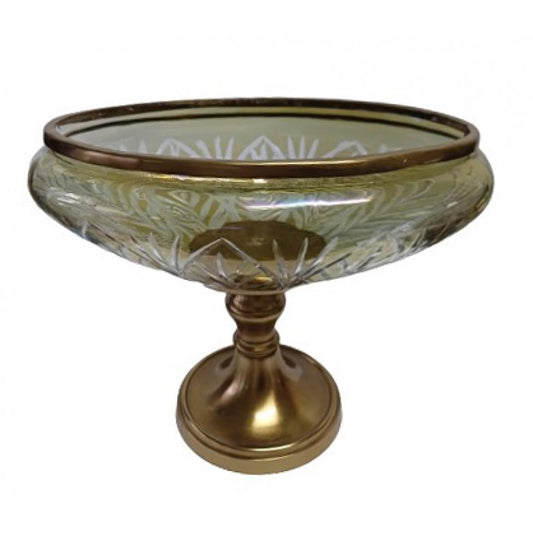 Γυάλινη Οβάλ Χρυσό/Μελί Κουπ Γόνδολα με Μεταλλική Χρυσή Αντικέ Βάση Πόδι 22x23x29