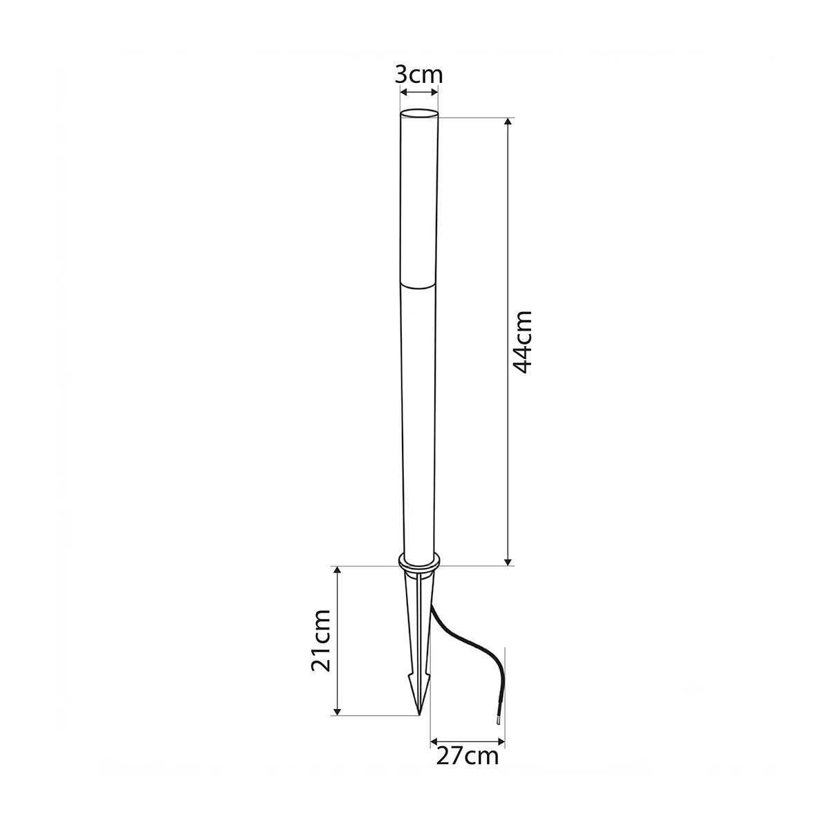 REED GLB-103-0008 Garden Spike Light LED 5W 450lm 360° DC 24V Waterproof IP65 Warm White 2700K - Sanan SMD Chip - Matte Black - L3 x W3 x H65