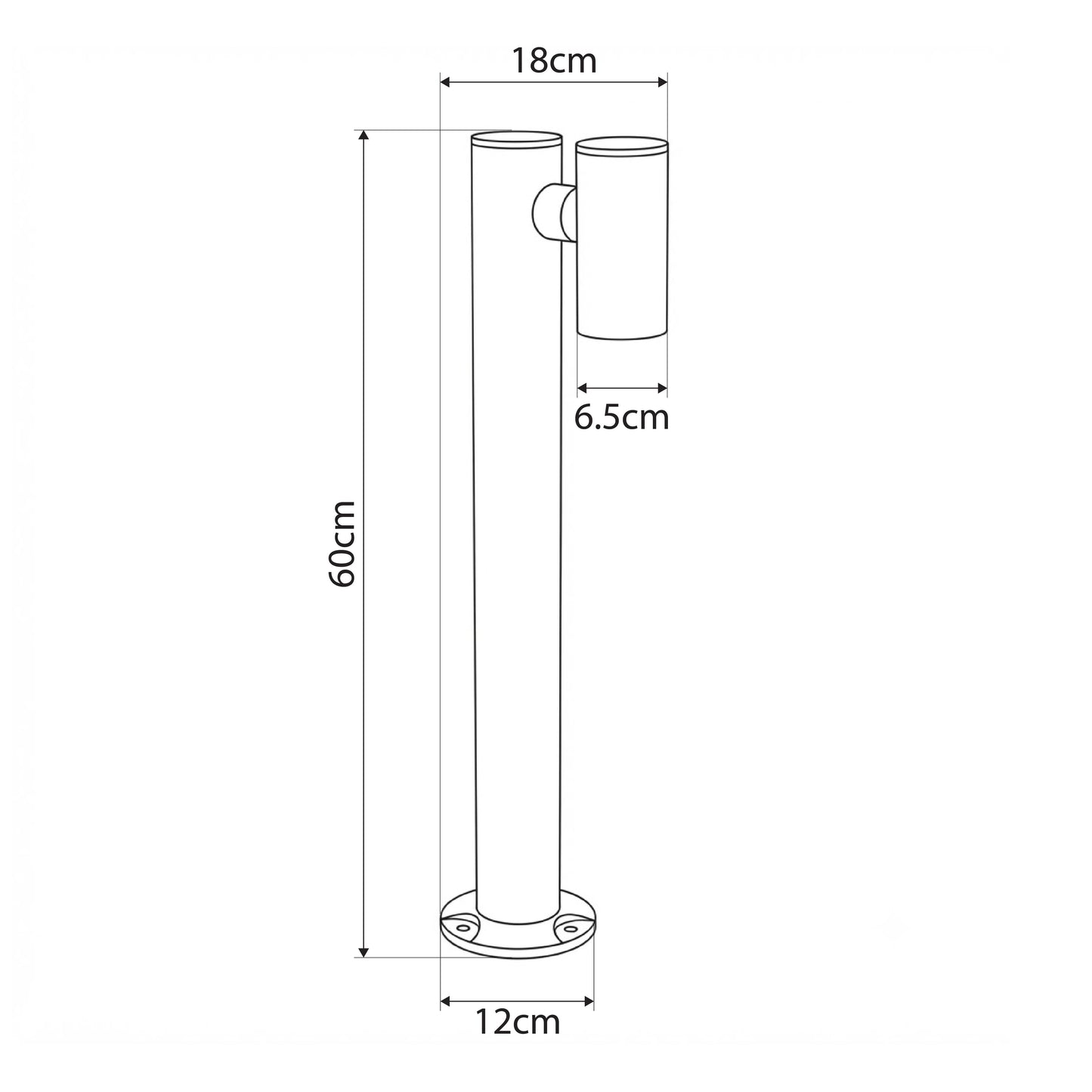 STEM GLB-103-0012 Φωτιστικό Κολωνάκι Κήπου LED 12W 1080lm 60° AC 220-240V Αδιάβροχο IP65 Θερμό Λευκό 2700K - Sanan SMD Chip - Μαύρο Ματ - Μ12 x Π18 x Υ60