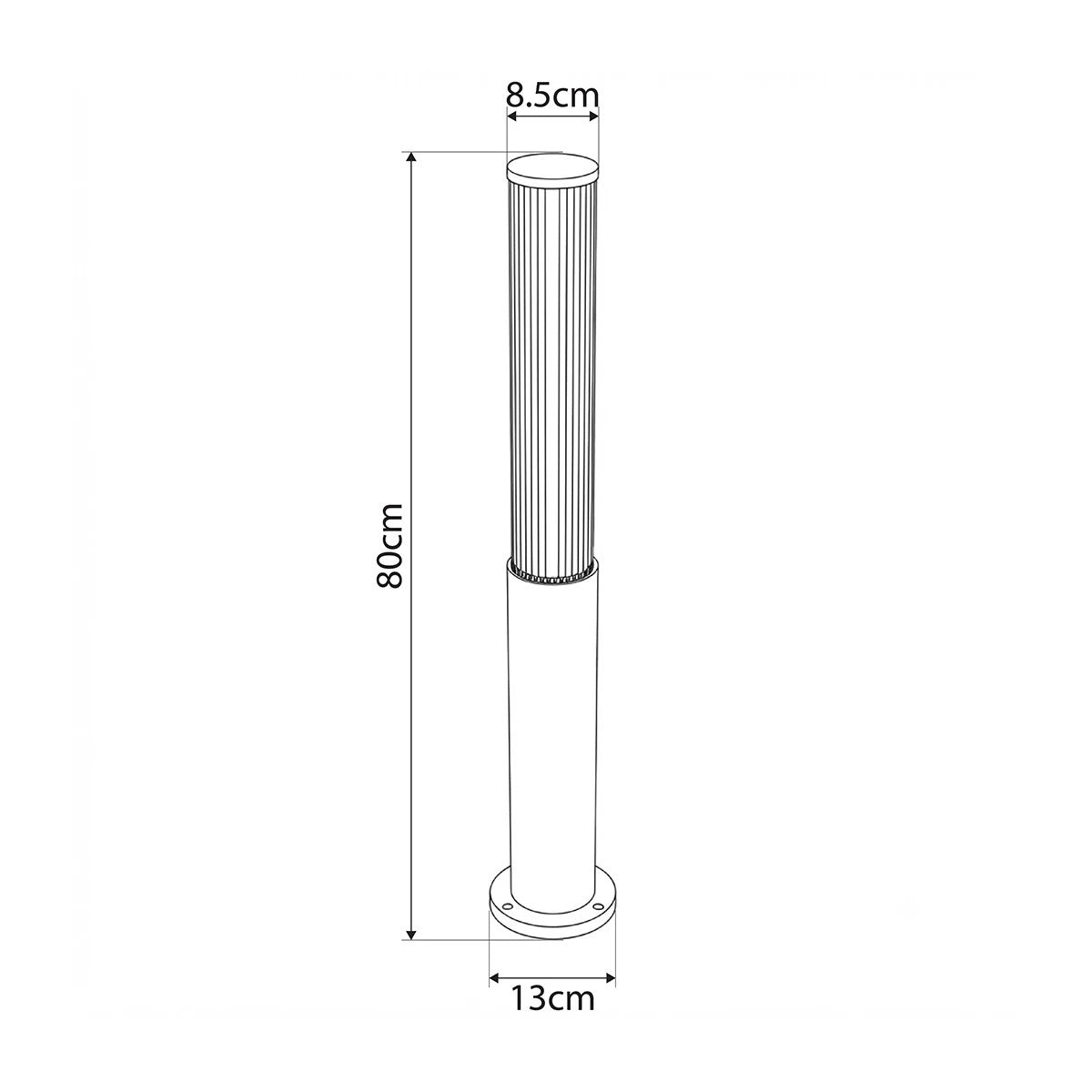 CYLIS GLB-103-0014 LED Garden Bollard Light 15W 1350lm 360° AC 220-240V Waterproof IP65 Warm White 2700K - Sanan SMD Chip - Matte Black - L13 x W13 x H80