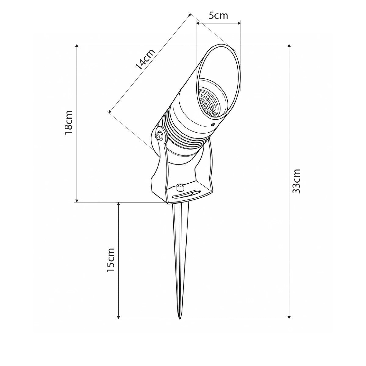 GARDO GLB-103-0025 Spot Light for Plants - Trees with Garden Base / Spike LED 10W 900lm 24° DC 24V Waterproof IP65 Warm White 2700K - Sanan SMD Chip - Matt Black - L5 x W5 x H18