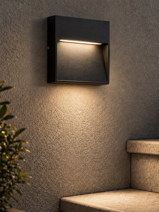 STEPINI GLB-103-0035 Φωτιστικό Σκαλοπατιού / Διαδρόμου LED 3W 270lm 45° AC 220-240V Αδιάβροχο IP65 Θερμό Λευκό 2700K - Sanan SMD Chip - Μαύρο Ματ - Μ11.5 x Π3 x Υ11.5