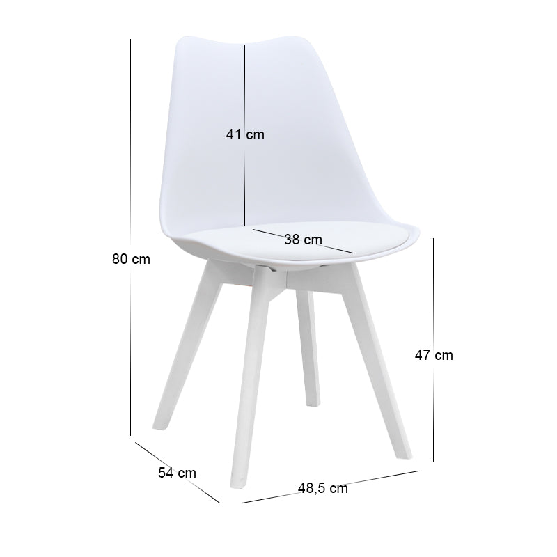 Καρέκλα Τραπεζαρίας Viva PP - PU Λευκό - Ξύλινο Λευκό Πόδι 48,5x54x80