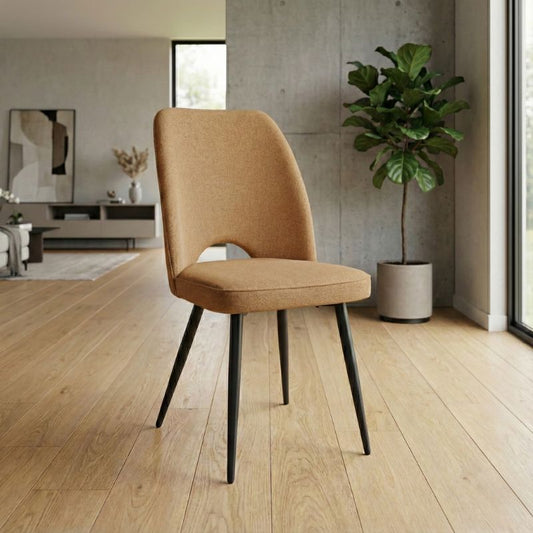 Καρέκλα Τραπεζαρίας Christy Μουσταρδί Ύφασμα - Μεταλλικό Μαύρο Πόδι 47x59x90