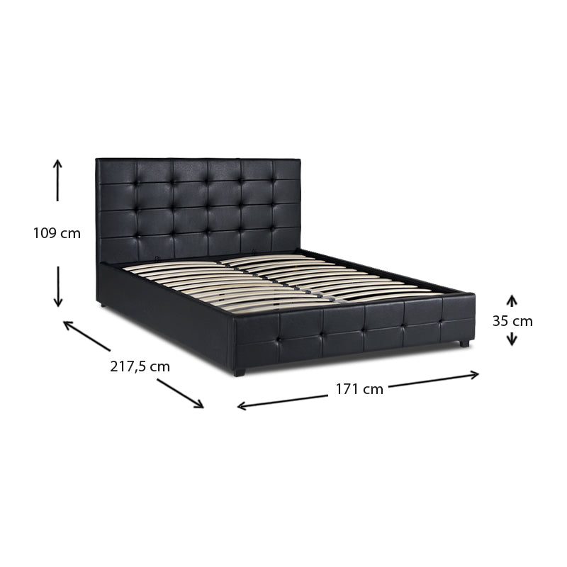 Κρεβάτι Iro από Τεχνόδερμα με Αποθηκευτικό Χώρο Χρώμα Μαύρο 160x200