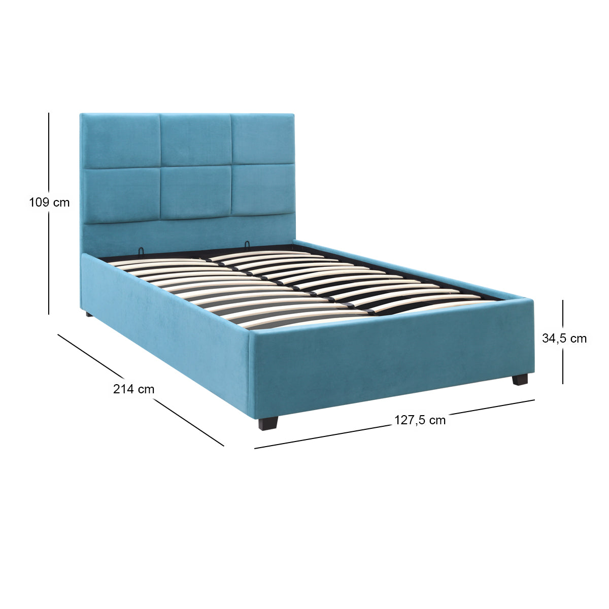 Κρεβάτι Kingston Βελούδινο με Αποθηκευτικό Χώρο Χρώμα Γαλάζιο 120x200εκ