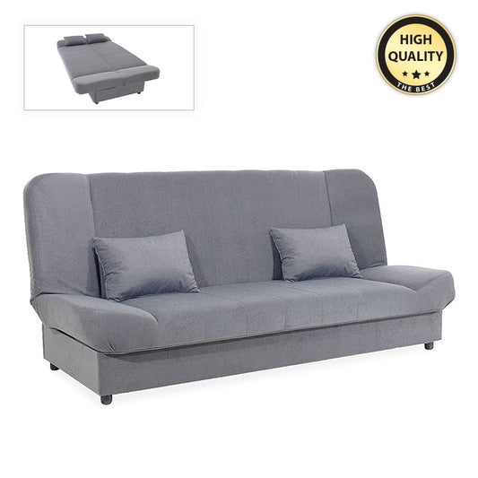 Καναπές - Κρεβάτι Tiko Plus Τριθέσιος Με Αποθηκευτικό Χώρο Και Ύφασμα Σε Γκρι 200X90X96