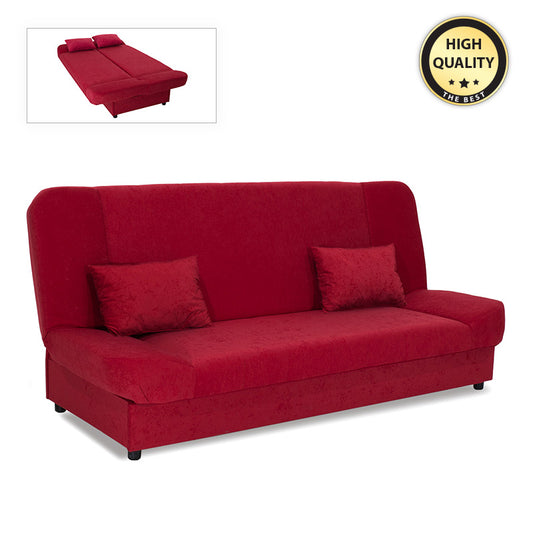 Καναπές - Κρεβάτι Tiko Plus Τριθέσιος Με Αποθηκευτικό Χώρο Και Ύφασμα Σε Κόκκινο 200X90X96