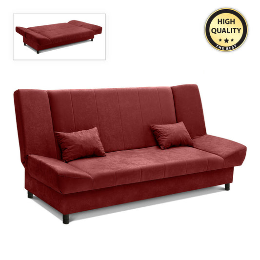 Καναπές - Κρεβάτι Tiko Plus Τριθέσιος Με Αποθηκευτικό Χώρο Και Ύφασμα Χρώμα Βουργουνδί 200X90X96