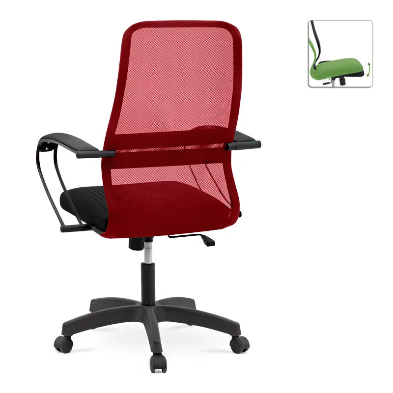 Καρέκλα Γραφείου Moonlight Με Ύφασμα Mesh Χρώμα Κόκκινο - Μαύρο 66,5X70X102/112