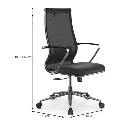 Καρέκλα Γραφείου B2-163K Εργονομική Με Ύφασμα Mesh Και Τεχνόδερμα Χρώμα Μαύρο 58X70X103/117