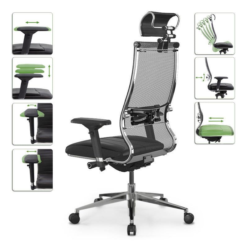 Καρέκλα Γραφείου Samurai L2-6D Εργονομική Με Ύφασμα Ts Mesh Και Τεχνόδερμα Χρώμα Μαύρο 69X70X125/137