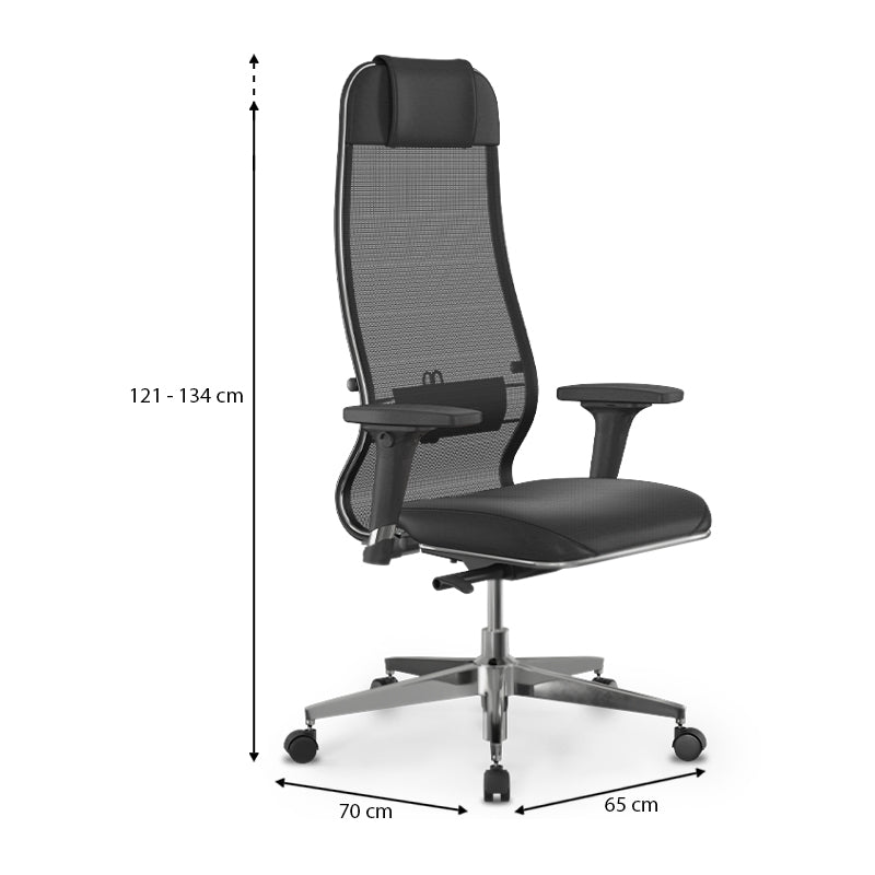 Καρέκλα Γραφείου Synchrosit-10 Εργονομική Με Διπλό Ύφασμα Mesh Και Τεχνόδερμα Χρώμα Μαύρο 65X70X121/134