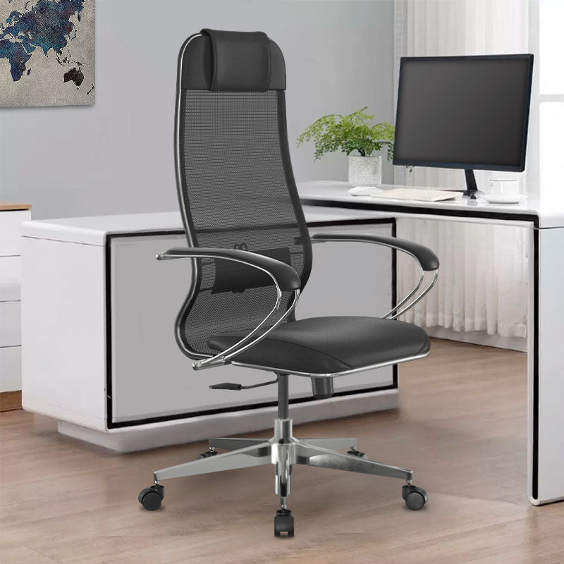 Καρέκλα Γραφείου Sit-1031672 Εργονομική Με Διπλό Ύφασμα Mesh Και Τεχνόδερμα Χρώμα Μαύρο 66X70X118/131