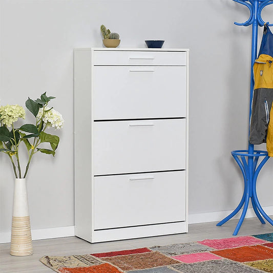 Παπουτσοθήκη Μελαμίνης Flat 18 Ζεύγων σε Χρώμα Λευκό 75x29x128