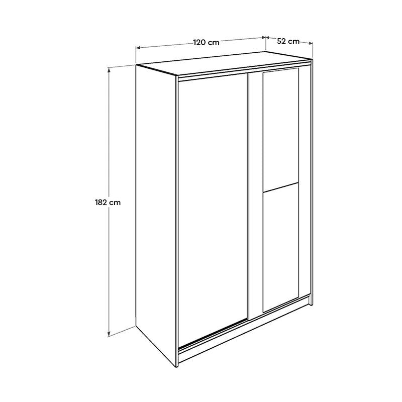 Ντουλάπα Ρούχων Slide Συρόμενη με Καθρέφτη σε Χρώμα Sonoma 120x52x182
