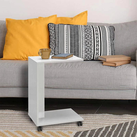 Βοηθητικό Τραπέζι C-Shaped από Μελαμίνη σε Χρώμα Λευκό 35x45x65