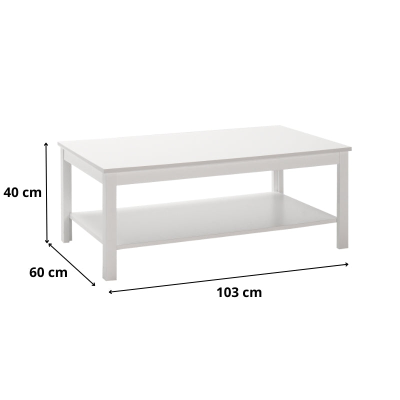 Τραπεζάκι Σαλονιού Rustic Χρώμα Λευκό 103x60x40