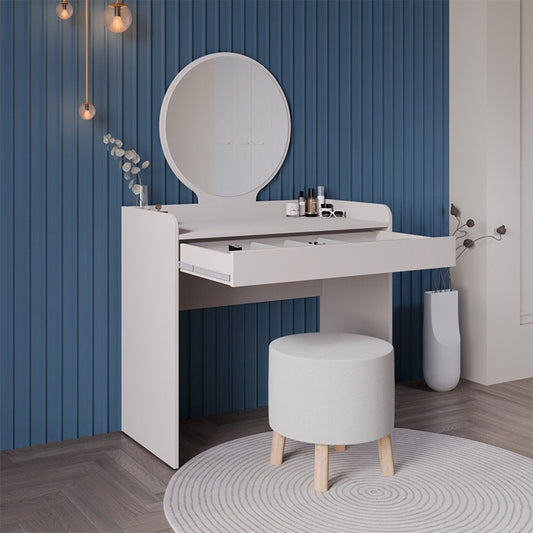 Τουαλέτα με Καθρέπτη Curve Χρώμα Λευκό του Πάγου 90x47x142